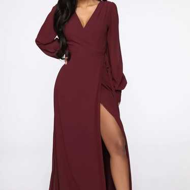 Burgundy maxi wrap dress