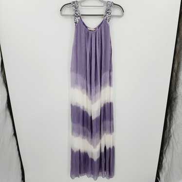 Soft Surroundings Tie Dye Silk Sequined Strap Maxi