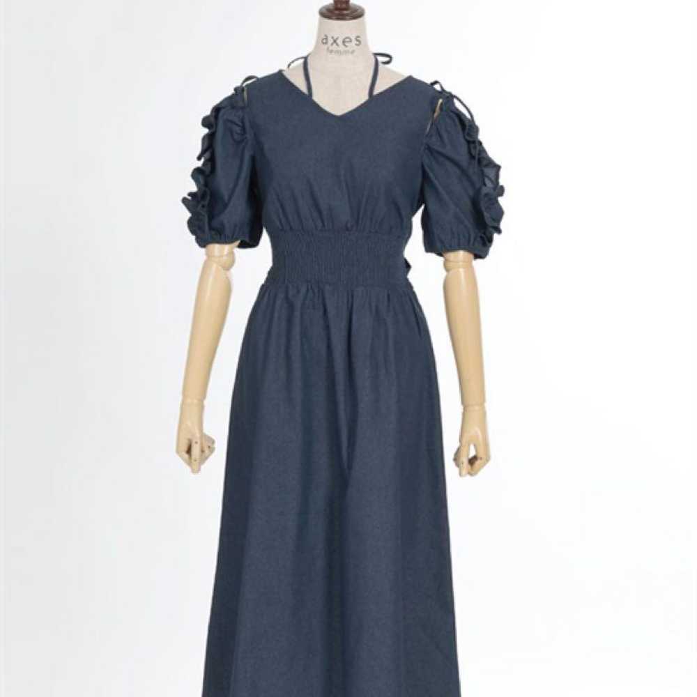 Axes Femme Frill Sleeve Shirring One Piece Denim. - image 3