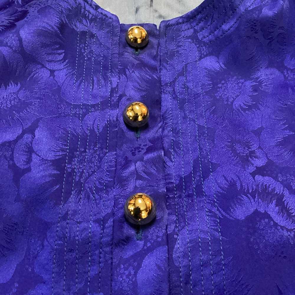 Vintage 100% Silk Ladies Maggy London Blue Silk S… - image 11