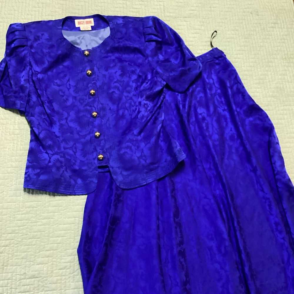 Vintage 100% Silk Ladies Maggy London Blue Silk S… - image 1