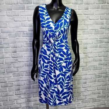 Leota Size S Blue White Twist Knot Front V-neck S… - image 1