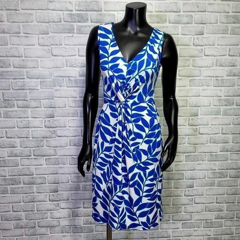 Leota Size S Blue White Twist Knot Front V-neck S… - image 2