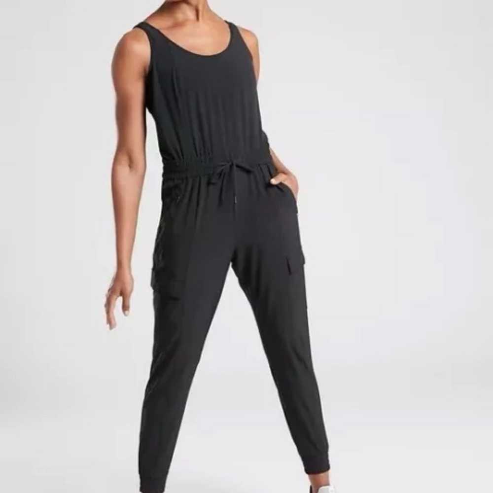 ATHLETA Unbound Lightweight Black Jumpsuit Sleeve… - image 1