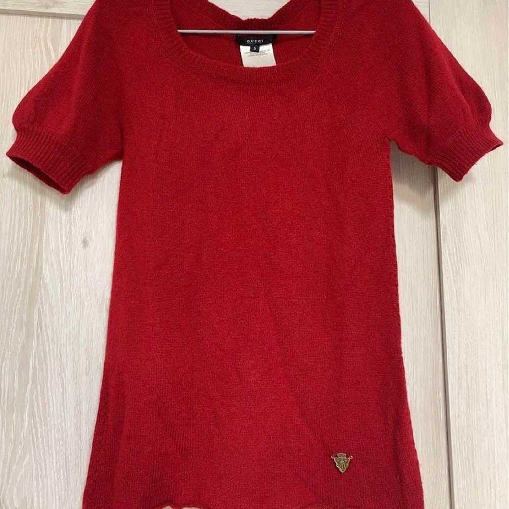 ◆Red◆GUCCI◆Excellent Condition 100% Cashmere◆Cres… - image 1