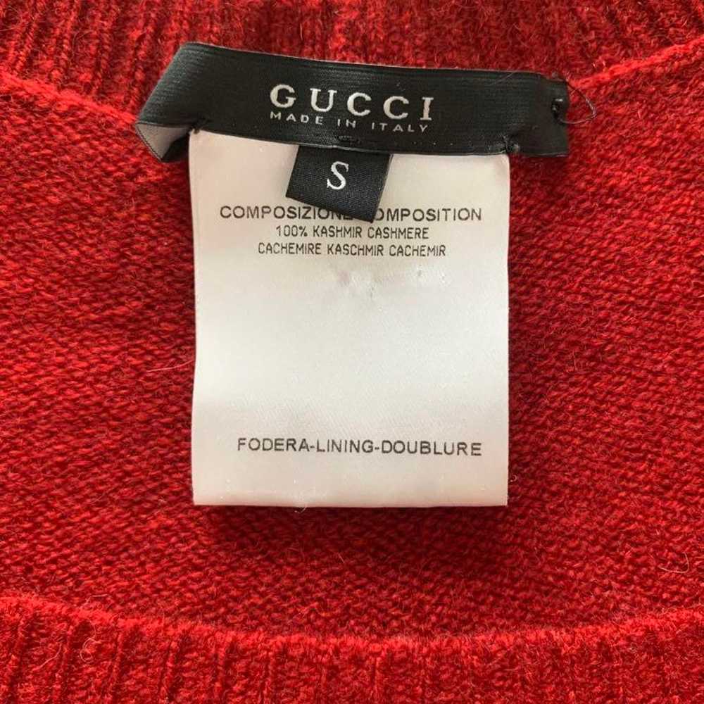 ◆Red◆GUCCI◆Excellent Condition 100% Cashmere◆Cres… - image 5