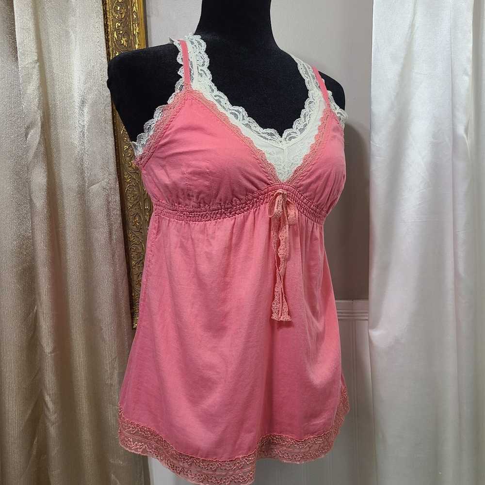 Y2k ♡ Abercrombie Pink Lace Babydoll Tank ♡ - image 3