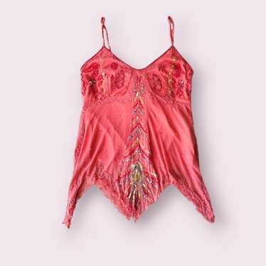 Y2k Pink Beaded Coquette Top