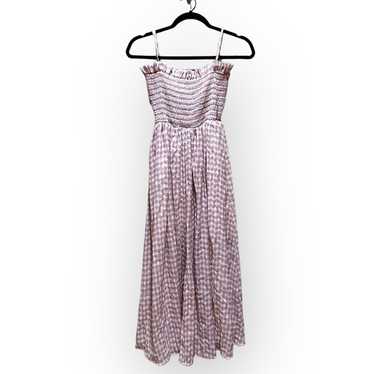 Mable Strap Summer Sun Smocked Dress Pink Plaid O… - image 1