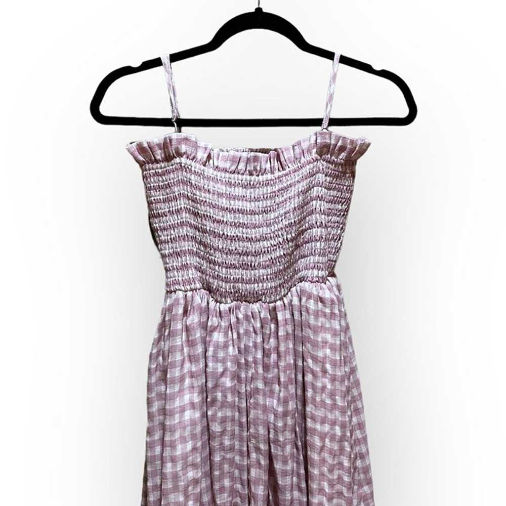 Mable Strap Summer Sun Smocked Dress Pink Plaid O… - image 3