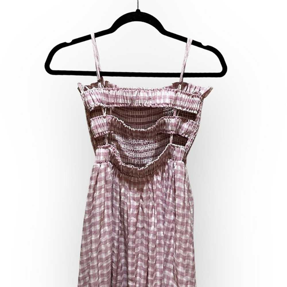 Mable Strap Summer Sun Smocked Dress Pink Plaid O… - image 4