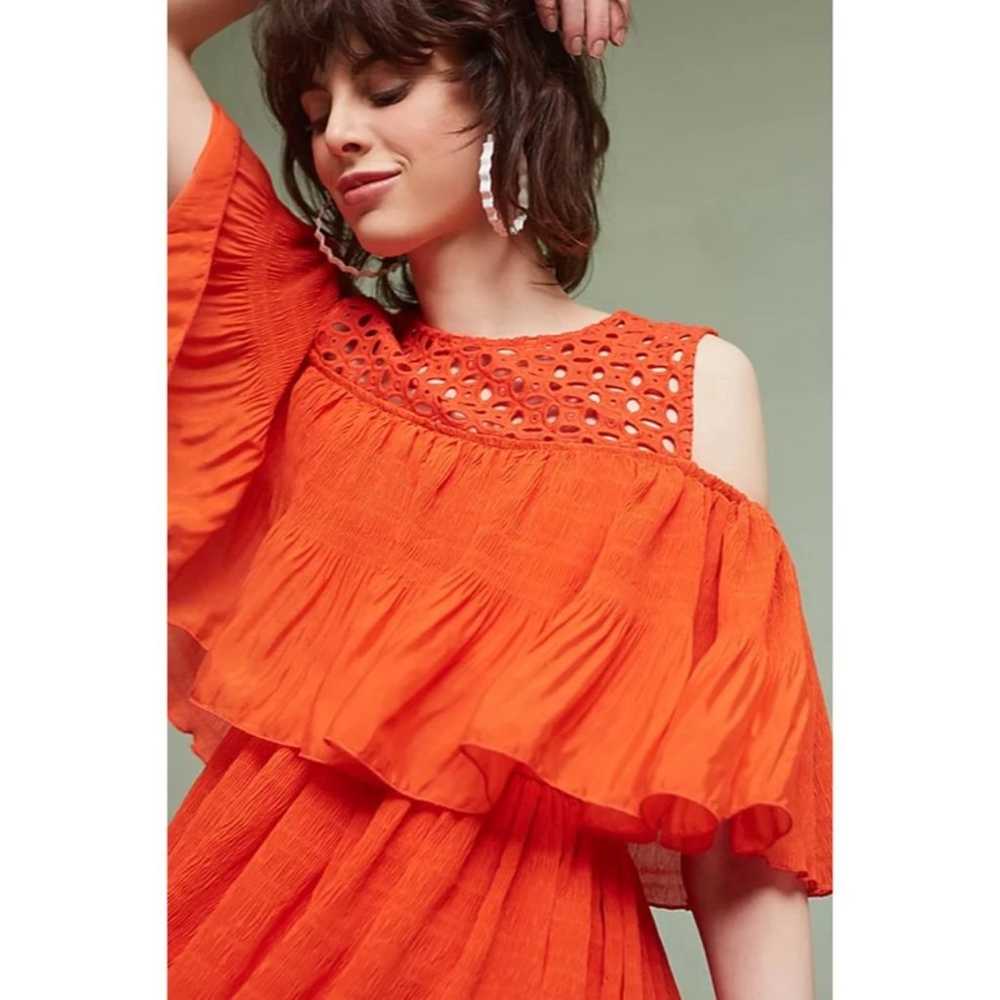 Anthropologie Eva Franco Red Cold Shoulder Guaze … - image 1