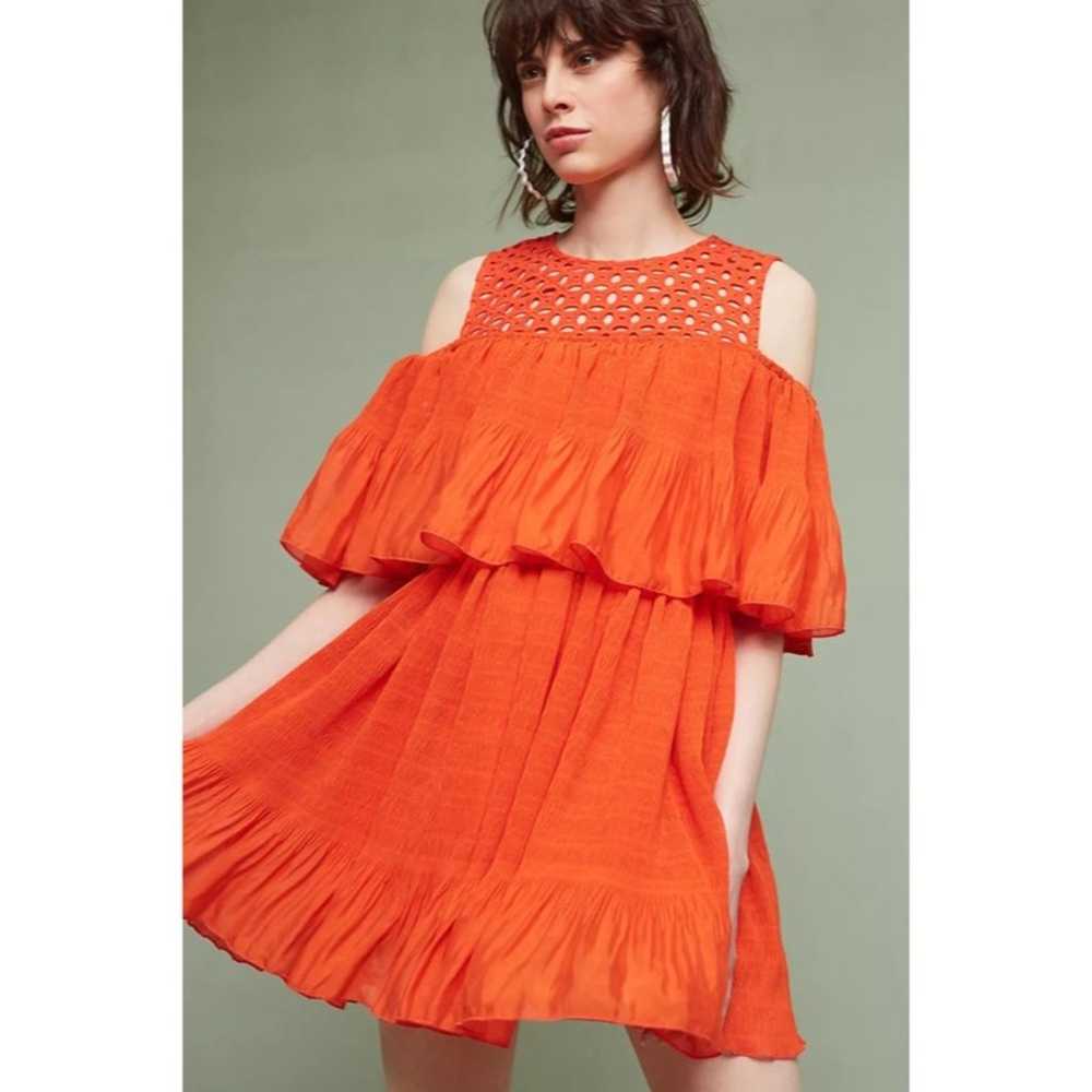 Anthropologie Eva Franco Red Cold Shoulder Guaze … - image 2