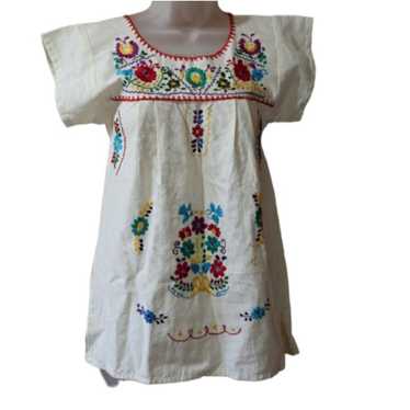 Handmade Embroidered White Muslin Colorful Embroid