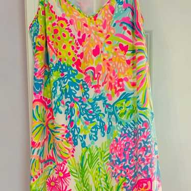 Lilly Pulitzer  Lover’s  Coral Silk slip dress sma