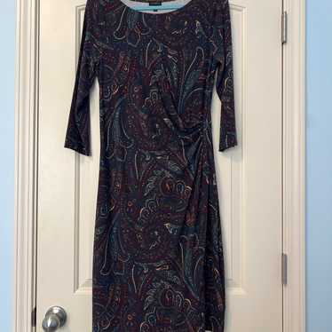 Talbots Wine Purple Paisley Print Faux Wrap Jerse… - image 1