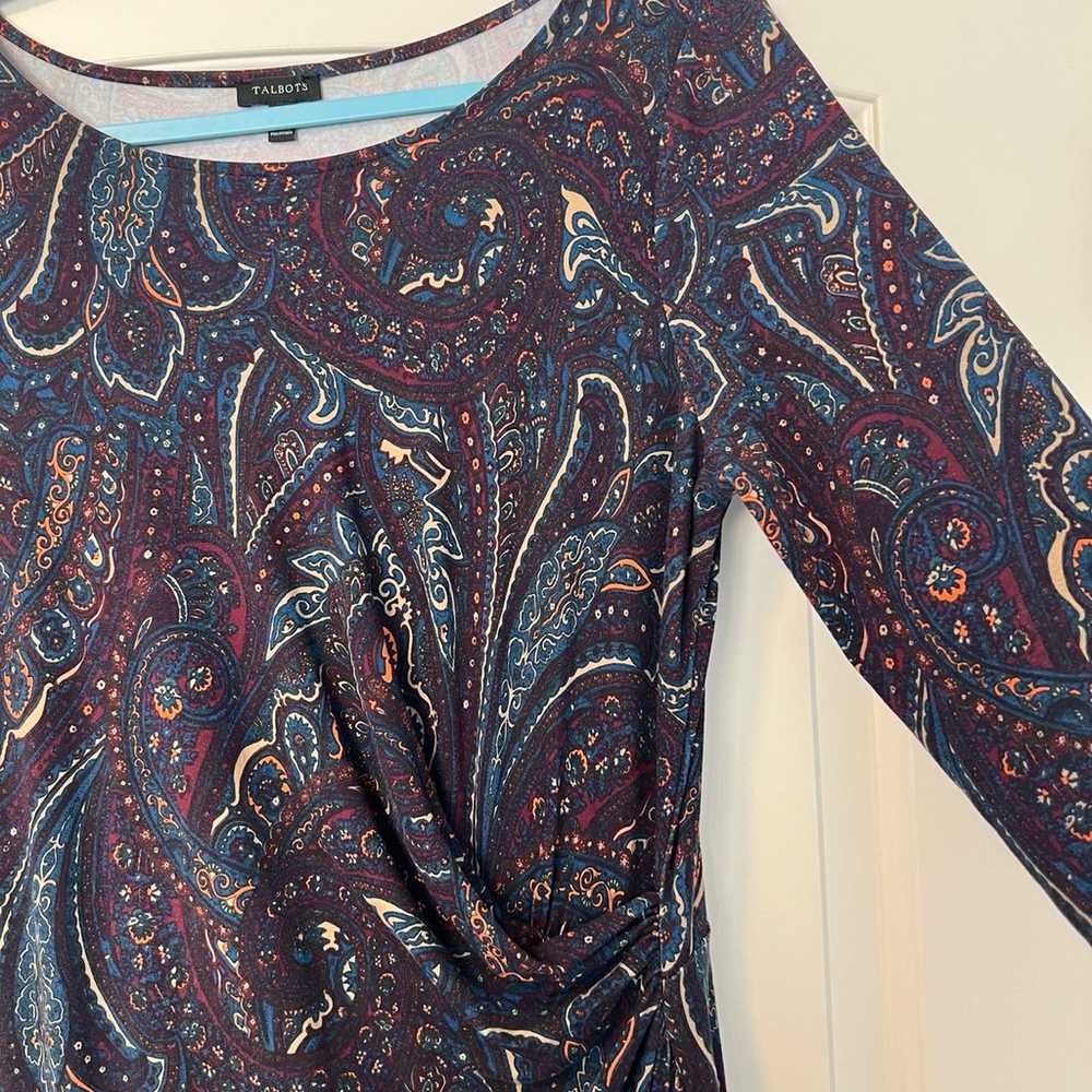 Talbots Wine Purple Paisley Print Faux Wrap Jerse… - image 2