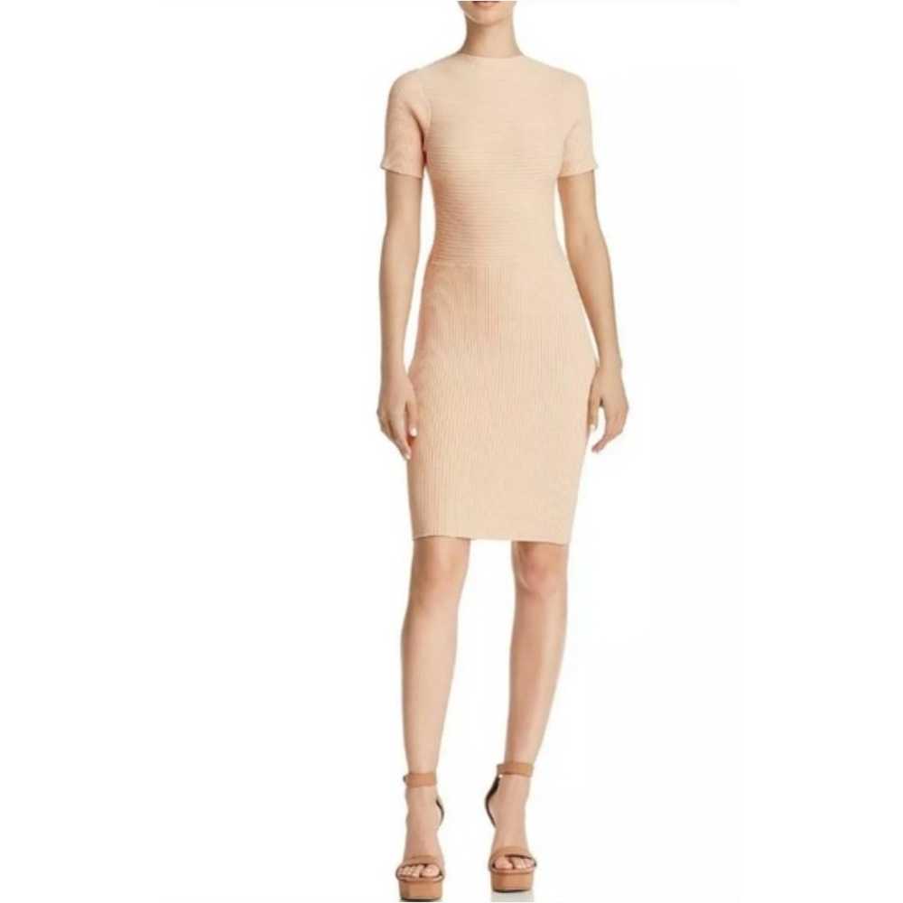 Olivaceous Dress Women Medium Pink  Ribbed Open B… - image 1