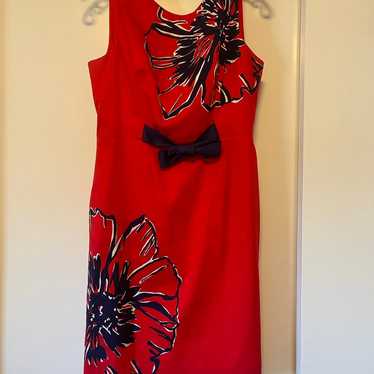 Lilly Pulitzer red shift dress with blue flowers a