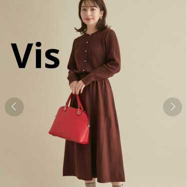 Vis Mini Cable Gold Button Knit One Piece Dress Si