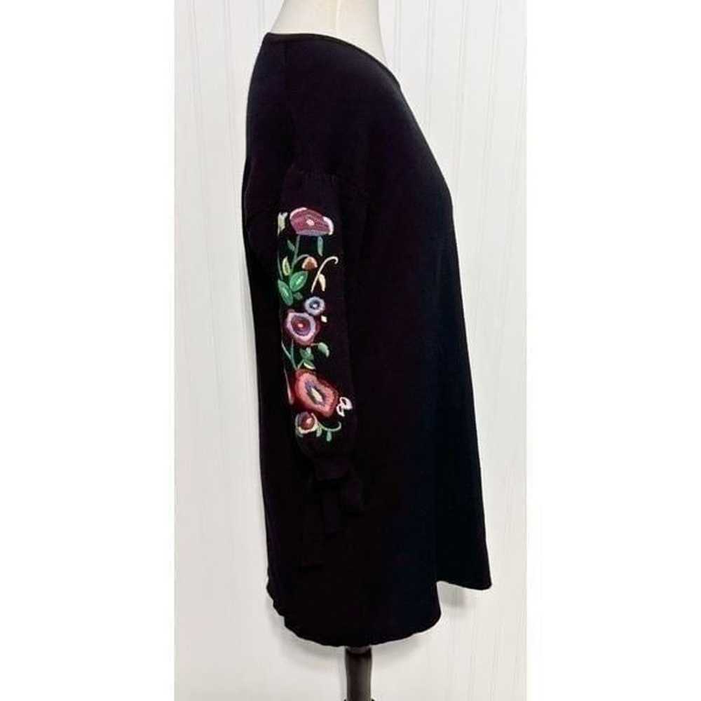 Zara Floral Embroidered Sleeves Tie Knit Dress Sw… - image 3