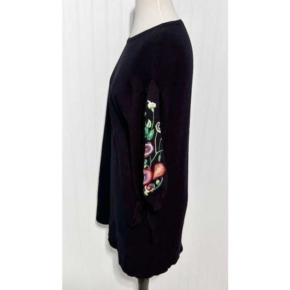 Zara Floral Embroidered Sleeves Tie Knit Dress Sw… - image 5