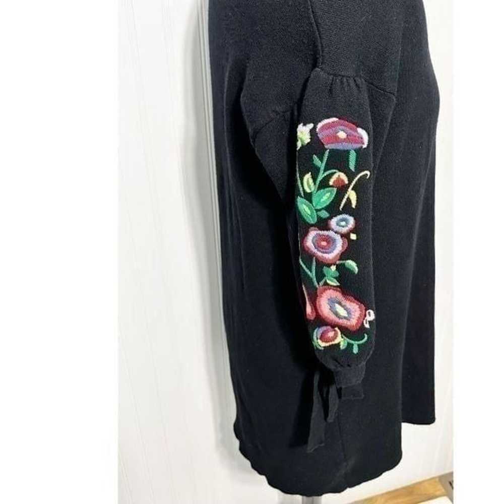 Zara Floral Embroidered Sleeves Tie Knit Dress Sw… - image 9