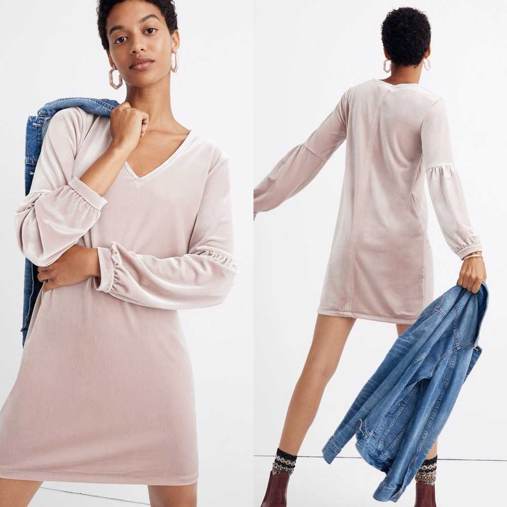 Madewell | Velvet Balloon-Sleeve Dress - image 1