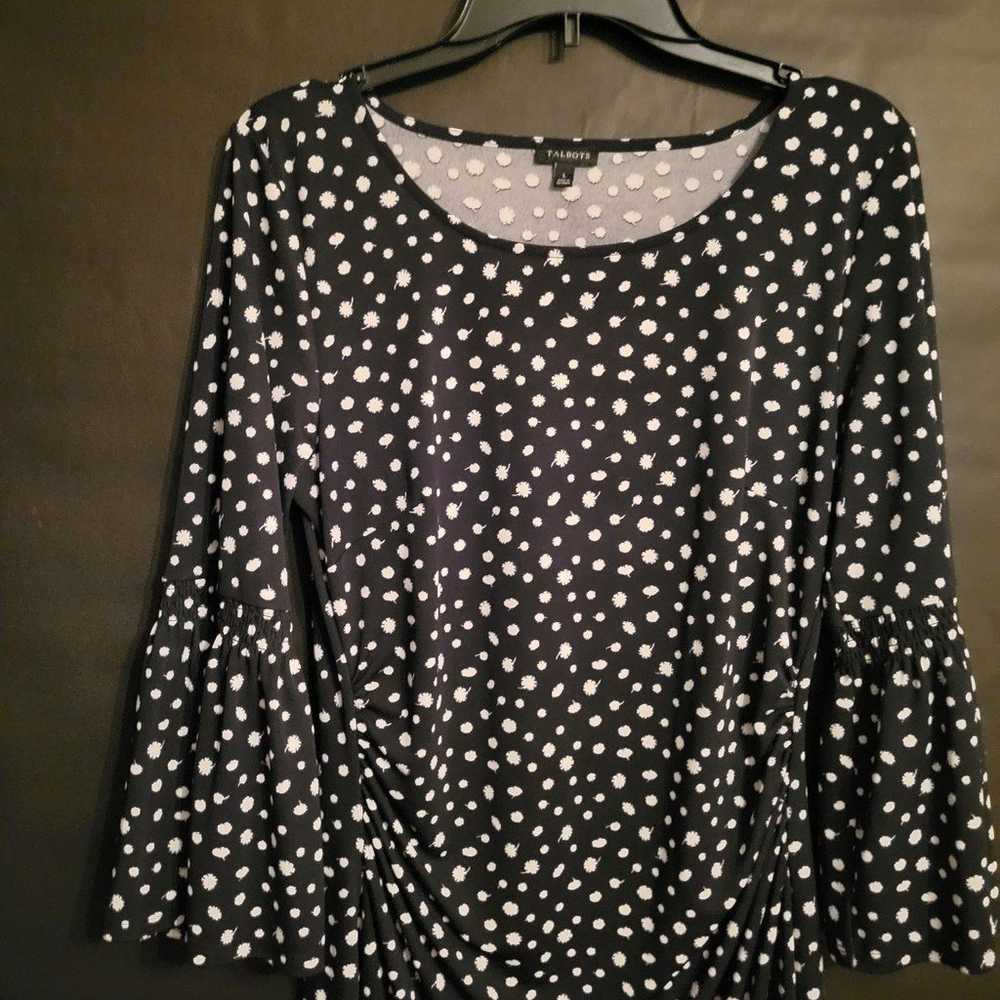 Talbots jersey dress
Size Large Black & white flo… - image 10