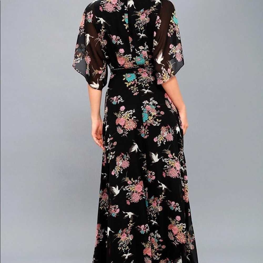 Lulus Sweet Bouquet Black Floral Print Wrap Maxi … - image 3