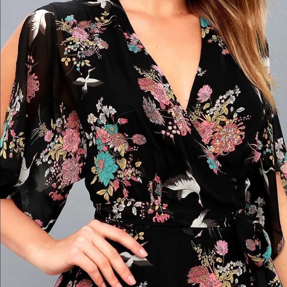 Lulus Sweet Bouquet Black Floral Print Wrap Maxi … - image 5