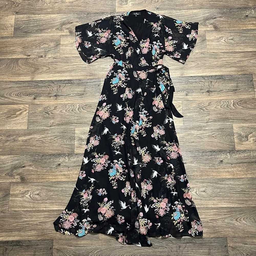 Lulus Sweet Bouquet Black Floral Print Wrap Maxi … - image 7