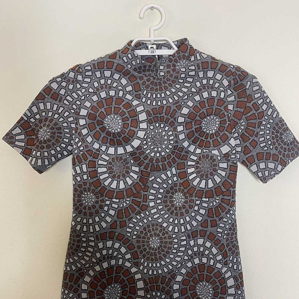 Vtg Women's Grey Brown Mod Geometric 60s 70s Secr… - image 3