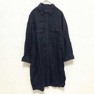 miusa Canadian-made all-linen shirt dress black l… - image 1