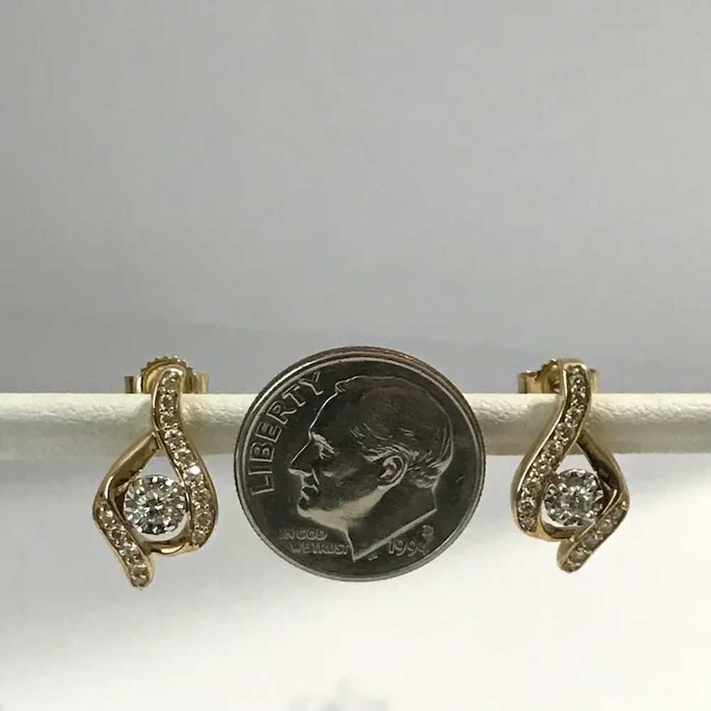 Vintage 14K YG Diamond Earrings - image 10