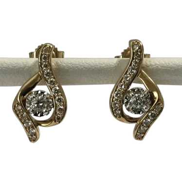 Vintage 14K YG Diamond Earrings - image 1