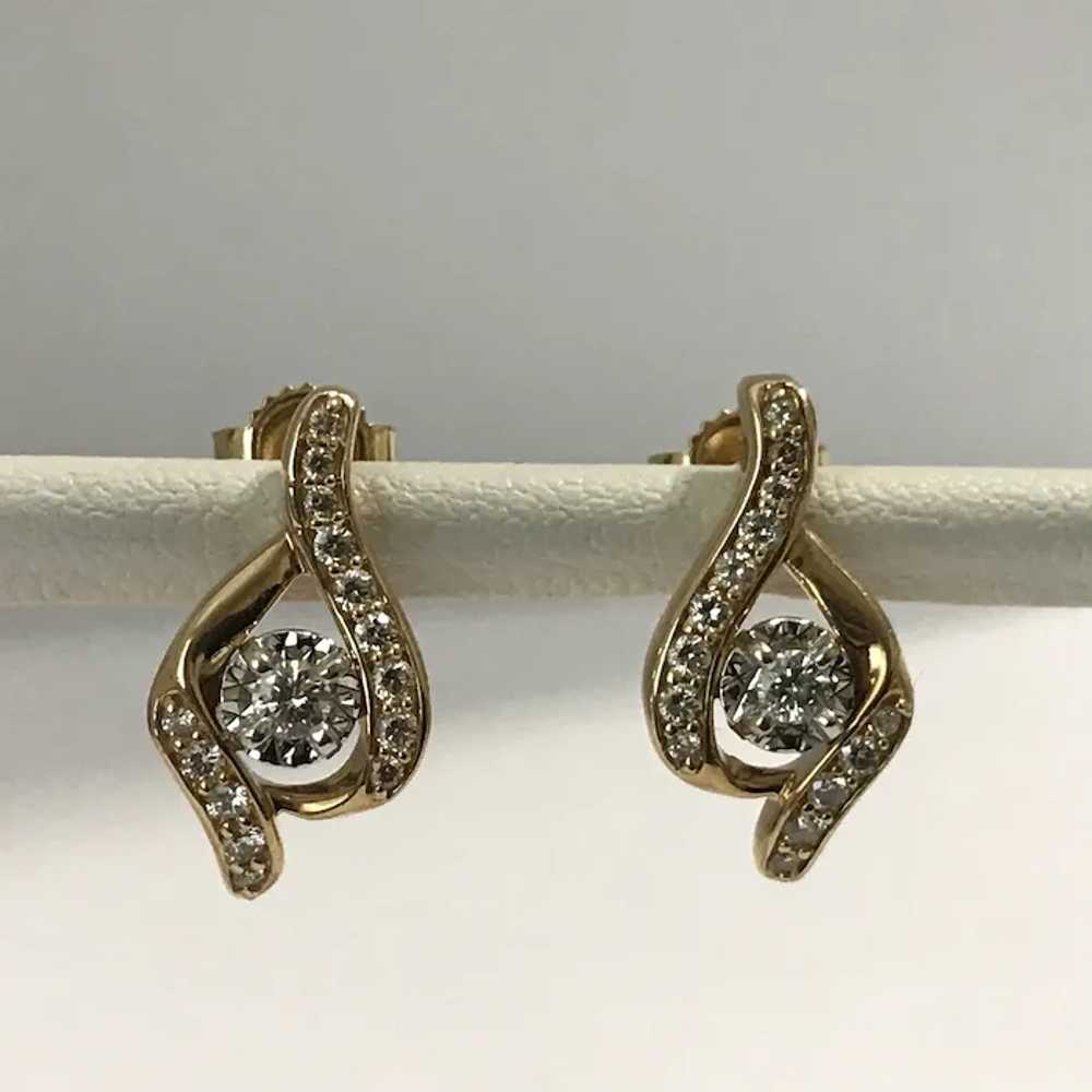 Vintage 14K YG Diamond Earrings - image 6