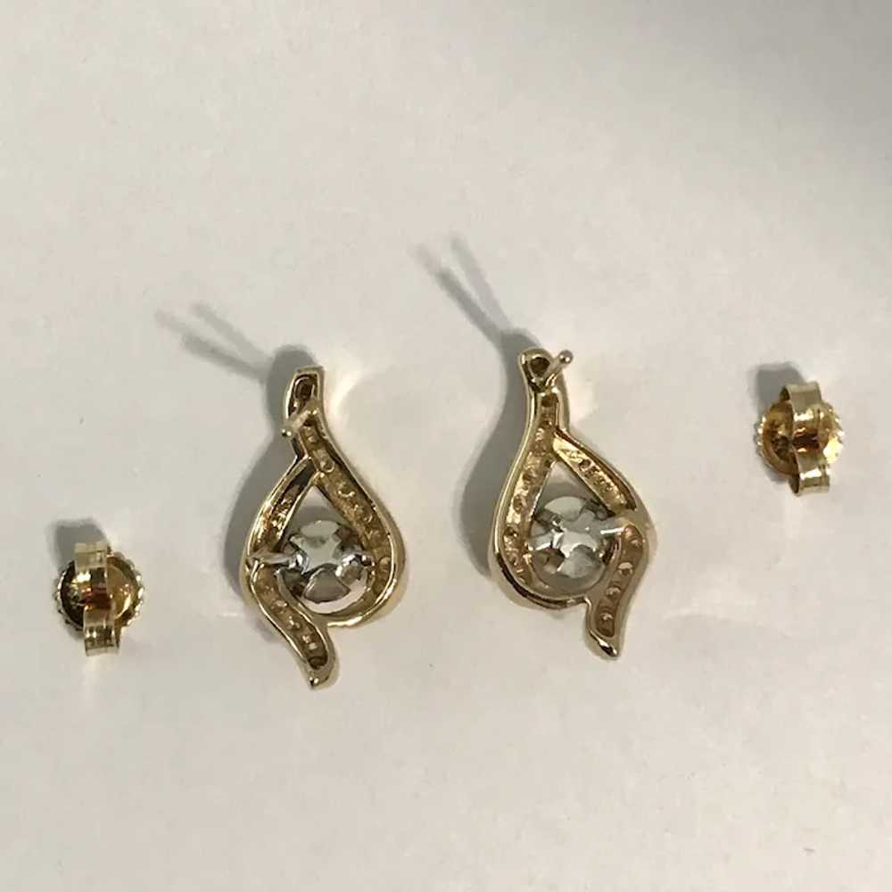 Vintage 14K YG Diamond Earrings - image 8