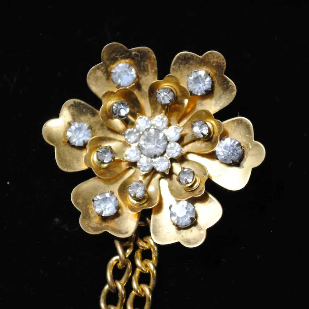 Chain-linked Gold-tone Flower Collar Brooches / S… - image 4