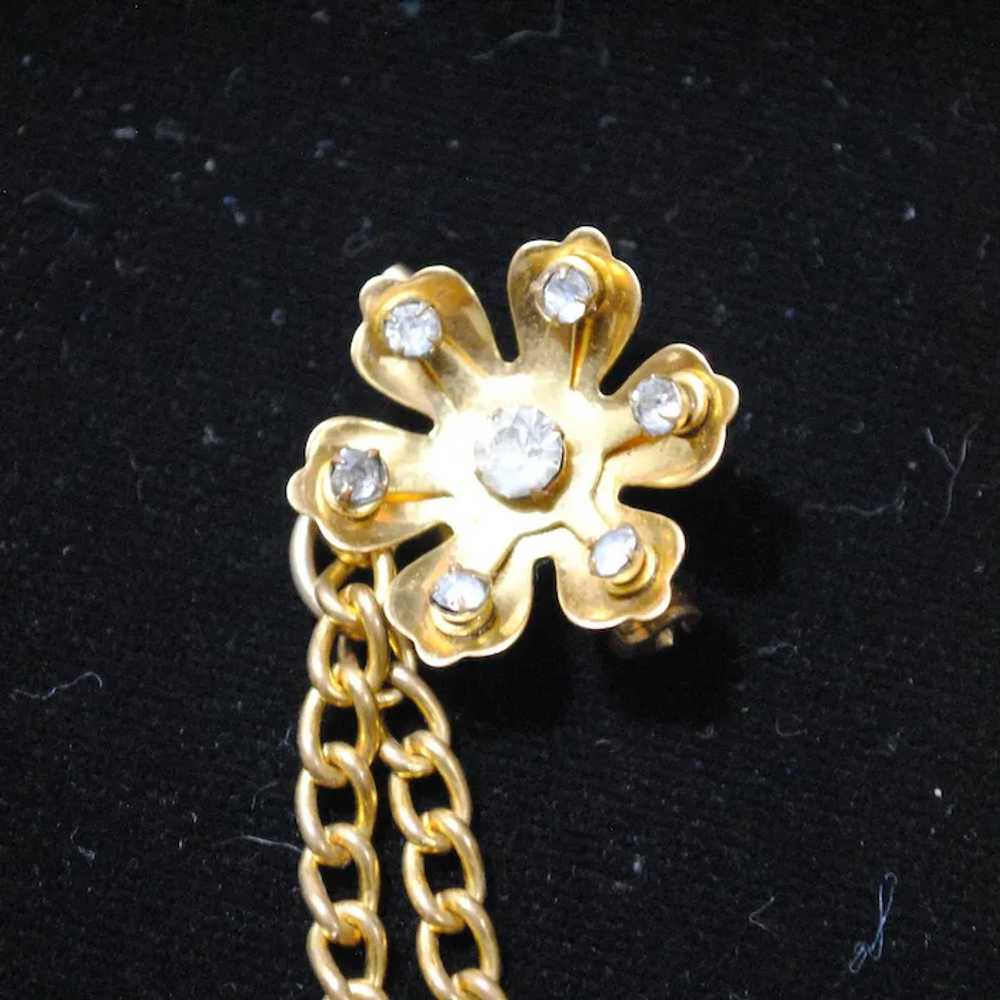 Chain-linked Gold-tone Flower Collar Brooches / S… - image 6