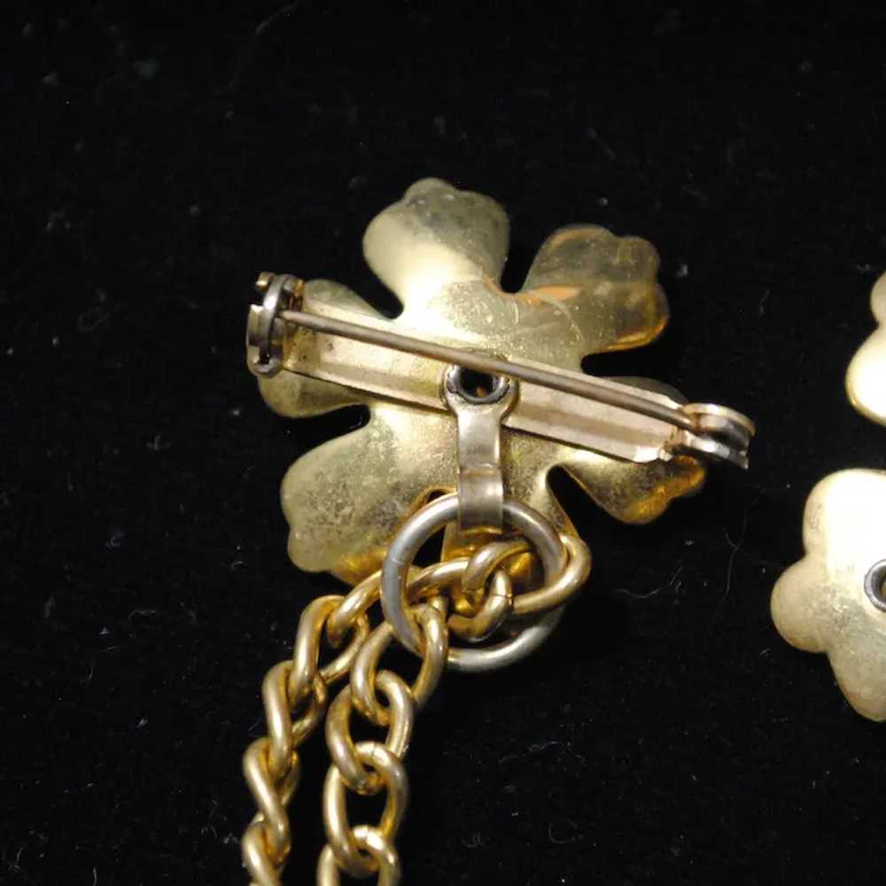 Chain-linked Gold-tone Flower Collar Brooches / S… - image 7