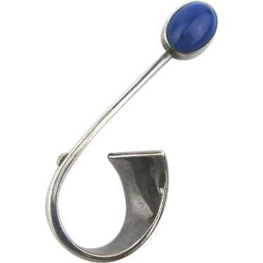 Taxco 950 Silver Designer Pin Lapis Gemstone - Fi… - image 1