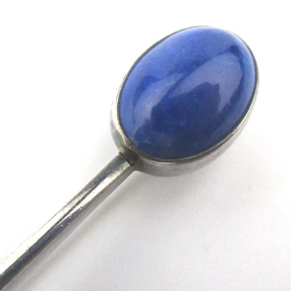 Taxco 950 Silver Designer Pin Lapis Gemstone - Fi… - image 2