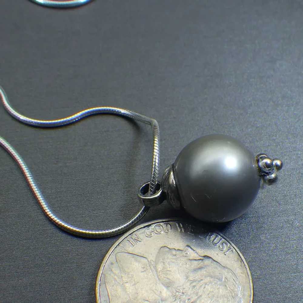 Platinum Tahitian South Seas Pearl Pendant, Genui… - image 2