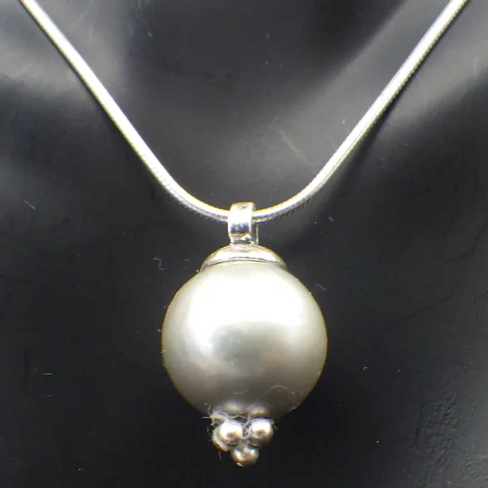 Platinum Tahitian South Seas Pearl Pendant, Genui… - image 4