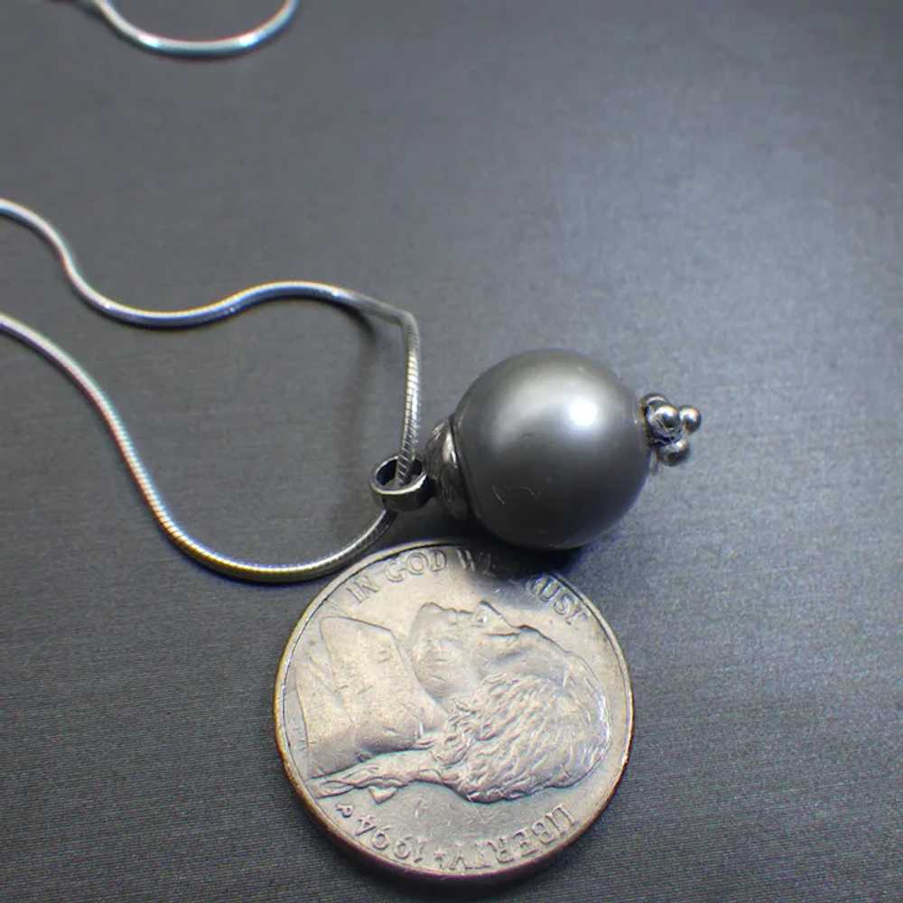 Platinum Tahitian South Seas Pearl Pendant, Genui… - image 5