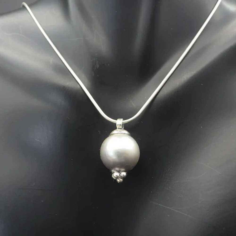 Platinum Tahitian South Seas Pearl Pendant, Genui… - image 6