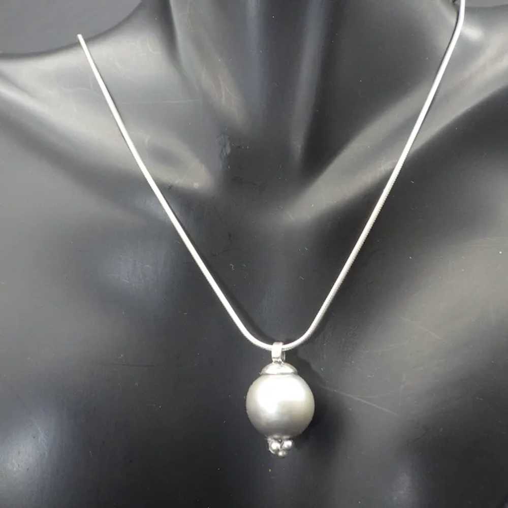 Platinum Tahitian South Seas Pearl Pendant, Genui… - image 7