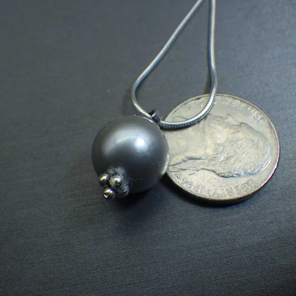 Platinum Tahitian South Seas Pearl Pendant, Genui… - image 9