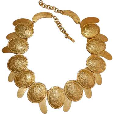 Rare Vintage Silvana Italy Necklace Brass Gilt Et… - image 1